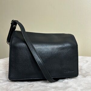 Derek Alexander 3/4 Flap E/W Black Bronze Leather Organizer Crossbody Bag